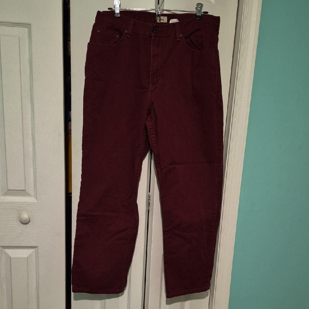 L.L. Bean Women's Straight Leg Jeans - Burgundy